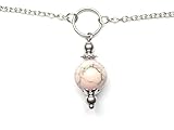  Tobillera de acero inoxidable para mujer con colgante de perla turquesa reconstituido rosa