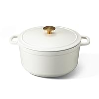 CAROTE 5QT Enameled Cast Iron Dutch Oven Pot with Lid, Heavy-Duty Dutch Oven for Sourdough Bread Baking, Braising, Stews, Roasting, Healthy & Non-Toxic, Dual Handles, All Stovetop Compatible, Oven Safe up to 500° F, White
