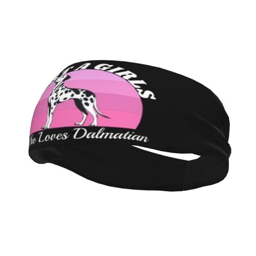 Just A Girls Who Loves Dalmatian Dog Adjustable Sports Headband Moisture Wicking Sweatband for Running Workout