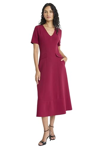 Maggy London V-Neck Short Sleeve Midi line Silhouette-Cocktail Dresses for Women