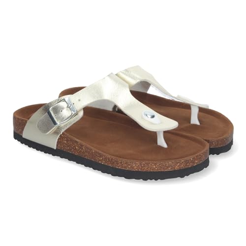 shoes&blues.es Sandales plates pour femme, avec plante bio, confortable, style esclave et fermeture à boucle., or, 40 EU