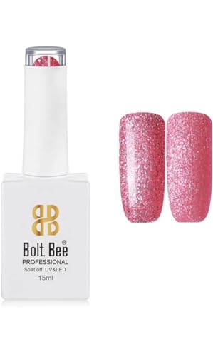 Image of BOLT BEE 15ML Gel Nail Polish 1Pc Clear Pink Glitter Nail Polish Soak Off UV LED Nail Gel Polish Nail Art Starter Manicure Salon DIY at Home, 0.5 OZ (1) (67)