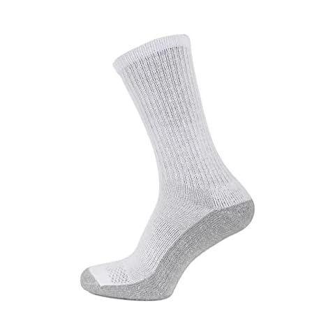 Style Lockers® Men's 10 Pairs Heavy Duty Work Socks - Cotton Rich Wicking Breathable Comfortable Casual Crew Socks Multi Performance Walking Athletic Shoe Size 6-12 (6-12, White) Cover