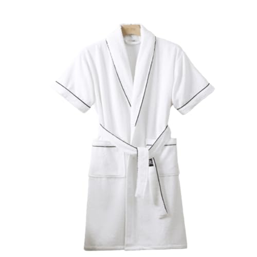 Women's & Men's 100% Cotton Terry Cloth Robe, Lightweight Short Sleeve Bathrobe with Pockets, Soft & Absorbent, Fast-Drying