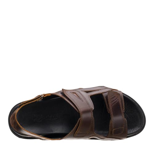 DALGALA Men's Brown Leather Big Size Wide Fit Sandals Summer Shoes3
