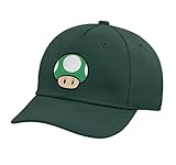 Nintendo Super Mario Big 1-Up Mushroom Adjustable Printed Baseball Hat, Dark Green