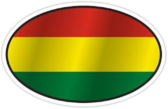 Bolivia Flag Oval - 3" Vinyl Sticker - for Car Laptop I-Pad Phone Helmet Hard Hat - Waterproof Decal