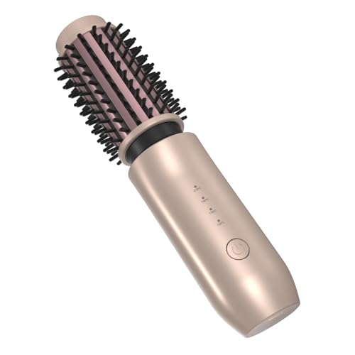 Cepillo térmico inalámbrico, cepillo de rizo inalámbrico de 40 mm, cepillo alisador inalámbrico de 4 temperaturas, peine térmico portátil con cable de carga tipo C (oro)