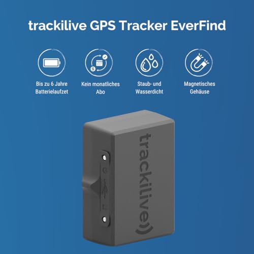 trackilive - EverFind GPS Tracker für Wohnwagen - Bis zu 6 Jahre Batterielaufzeit, Keine monatlichen Abos, magnetische Befestigung, IP68!