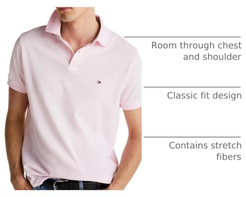 Image of Tommy Hilfiger Men's Short Sleeve Polo Shirts in Classic Fit with Stretch and Organic Pique Cotton