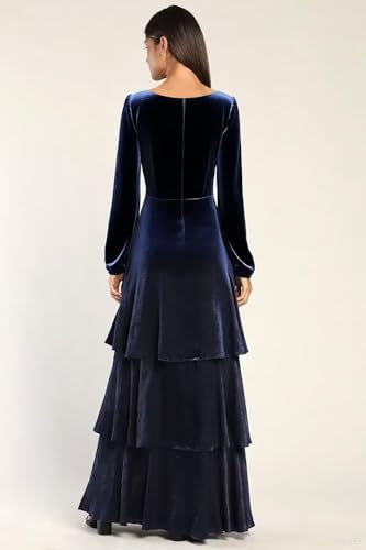 Long Sleeve Velvet Bridesmaid Dresses 2025 Tiered V Neck Corset Formal Dress Long Evening Party Gowns2