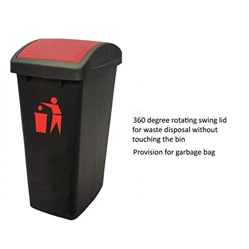 Image of Cello Plastic Swing-Lid Garbage Dustbin 48 Ltr, Red /Red - Combo Pack of 2