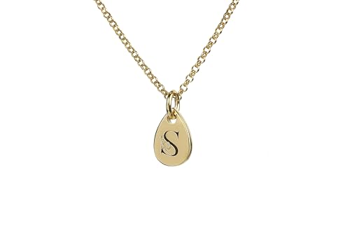 Collier initiale or gravé S | Pendentif minimaliste fleuri d'exception