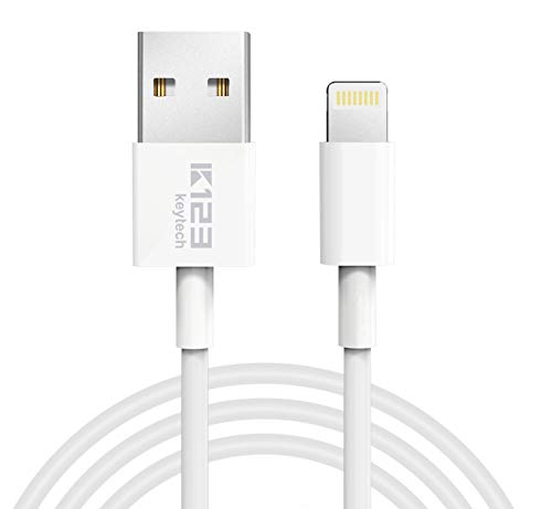 Apple MFi Certified Lightning Cable 3ft iPhone Charger USB Cable 1M K123 Keytech White Premium Charging Cord for iPad, iPhone Xs/Xs Max/XR/X/8/8 Plus/7/7 Plus/6/6 Plus/5