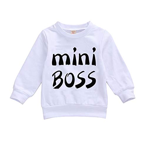 Baby Girls Mama is My Bestie Print Sweater Long Sleeve Shirts Pullover Top Fall Winter Clothes (E-Mini Boss(White), 0-6 Months)