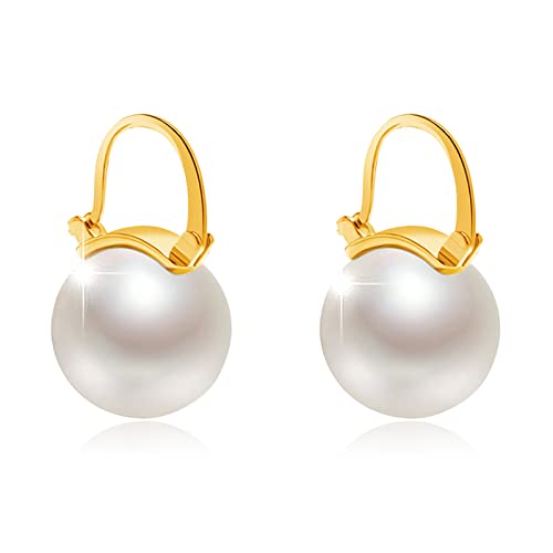 Pearl Earrings for Women 14K Gold Plated Hypoallergenic Pearl Earrings 5A Cubic Zirconia Dangle Earrings Elegant Jewelry