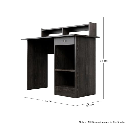 Image of Bniture Wooden Study Table for Home | Engineered Wood Study Table with Book Shelf | Multi Purpose Computer Desk for Study & Writing | Laptop Table for Home with Drawers & Storage Shelf | Flower Wenge