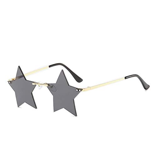 Rimless Star shape Sunglasses Personality Sun Glasses for women/men Party glasses personality pentagram eyewears (BLACK)