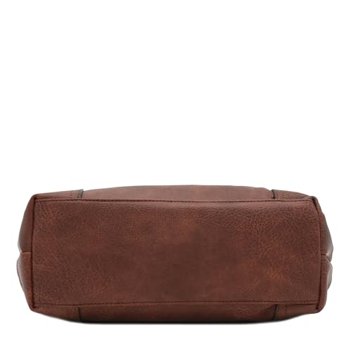 Hobo Shoulder Bag with Big Snap Hook Hardware (Brown)