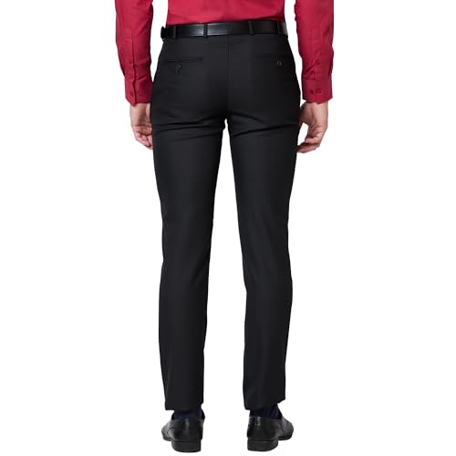 Image of Park Avenue Men Mid Rise Poly Viscose Blend Structure Pattern Super Slim Fit Flat Front Formal Trouser