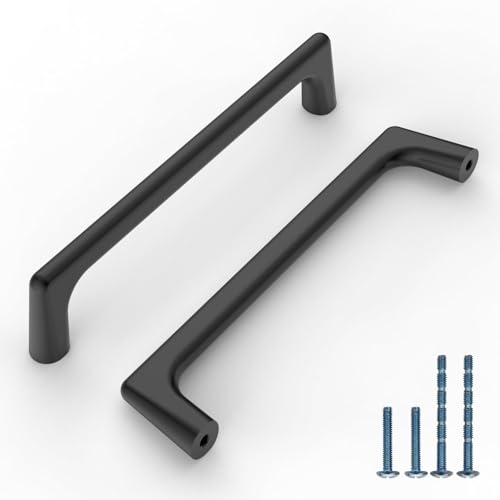 Image of 9BUILD 10 Pack Matte Black Cabinet Pulls 5 Inch Kitchen Cabinet Handles Cabinet Hardware Kitchen Handles for Cabinets Cupboard Handles Black Dresser Pulls Drawer Handle