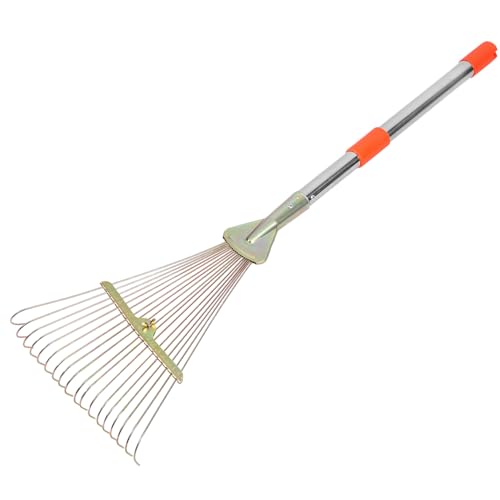 CIYODO Rastrillo Jardín Extensible Dientes Acero Inoxidable Mango Retráctil Herramienta para Césped y Arbustos Uso Jardinería Exterior