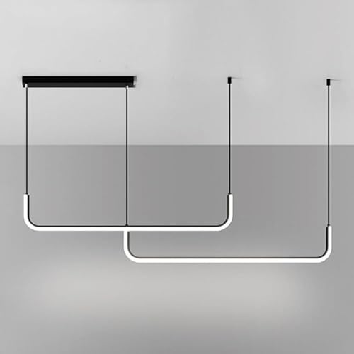Chandelier noir minimaliste long strip hanging chandeliers suspension chambre