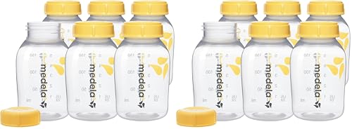 Image of Medla Breast Milk Collection and Storage Bottles with Solid Lids - 5oz-150mL Breastmilk Container, Compatible with Medela Breast Pumps and Made Without BPA, 6 Count (Pack of 2)