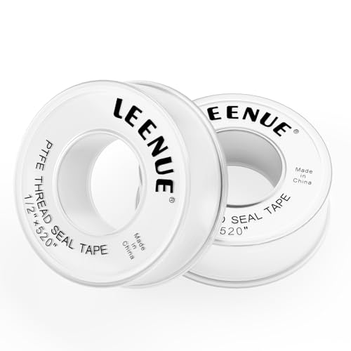 LEENUE Plumbers Tape 2 Pack PTFE Thread Seal Tape Good Sealing Teflon Tape to Prevent Leakage of Pipes Shower Head and Sewers 12mm X 13m X 0.09mm White