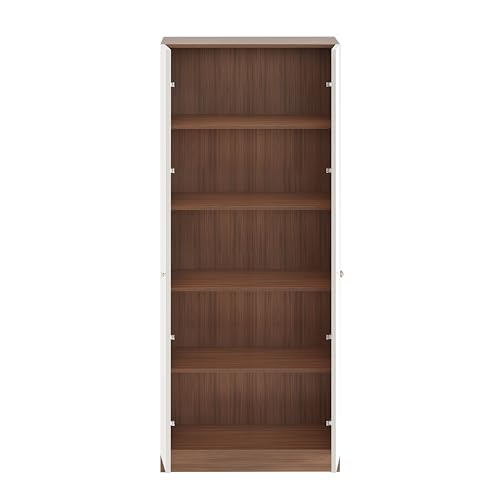 Image of Furneaser Fanciable Engineering Wood 2 Door Wardrobe Almirah for Clothes | Double Door Cabinet Closet Organizer | Multipurpose Cupboard for Bedroom Living Room | 60 x 42 x 180 CM (Exotic Teak & White)