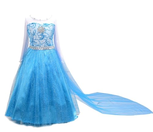 Dressy Daisy Toddler Little Girls' Ice Princess Costume Dresses Birthday Halloween Christmas Fancy Party Outfit with Long Detachable Train Size 2T to 3T Style E