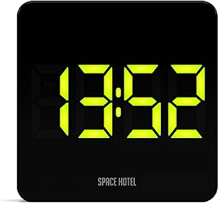 SPACE HOTEL® Orbatron Digital Alarm Clock with LED Display, 12/24Hr, Room Temperature, USB Charging Port, 3 levels Brightness Dimmer, USB Powered & Battery Backup (Black/Green)