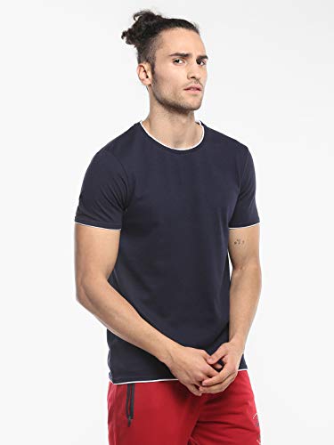 Image of Alan Jones Clothing Men's 100% Cotton Regular Fit Double Collar Round Neck T-Shirt