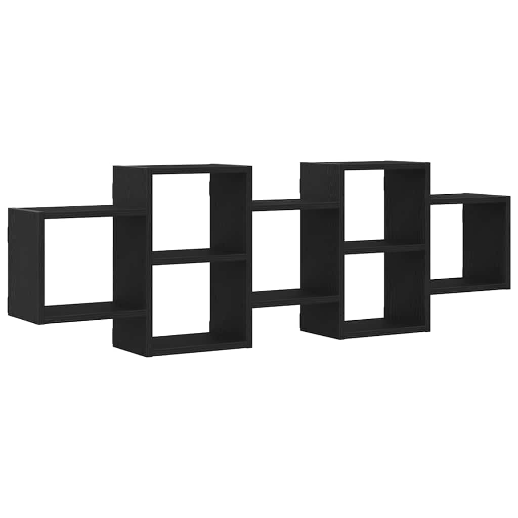 Étagère murale noire aspect chêne 129x18x42 cm console suspendue bois
