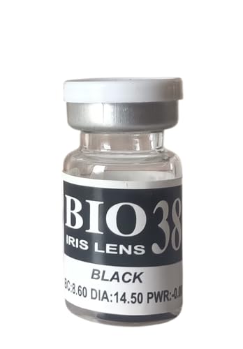 Image of MD Style Prosthetic Contact Lens Black Center Black with Lens Case, Lens Holder and Solution