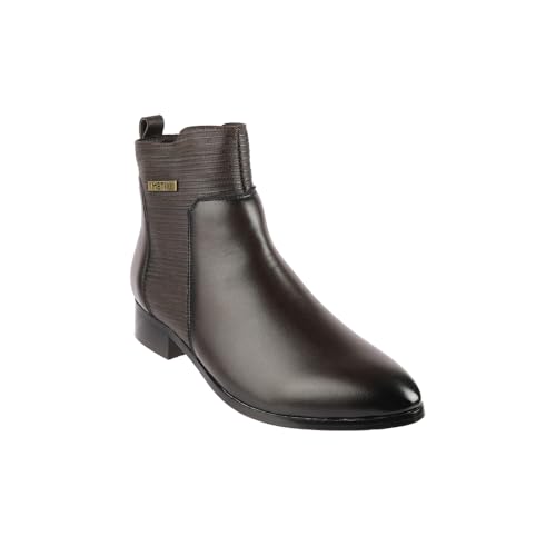 Image of Metro Women Faux Leather Ribbed Slip-On Casual Boots