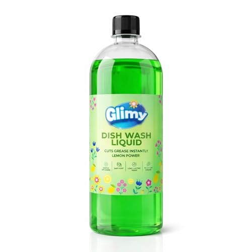 Image of GLIMY Dish Wash Liquid | 900ml Pack | Glycerin Enriched | Coconut Based Surfactant | Powerful Grease Cutting | Safe on Hands | Kitchen Utensil Cleaner | Lemon Fragrance | Baby Safe