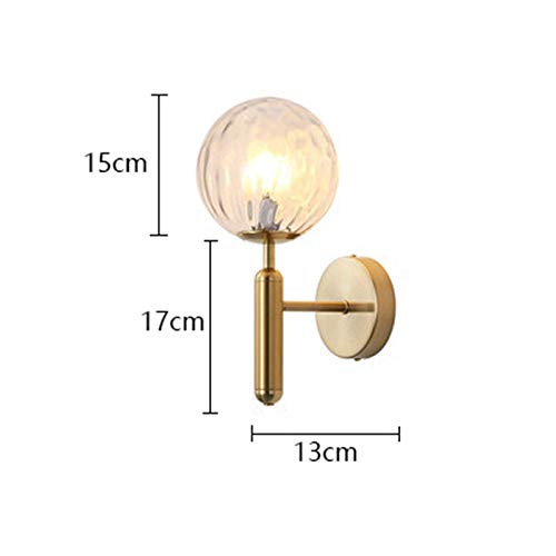 RDYL Lámpara de Pared LED, lámpara de Pared Decorativa, iluminación de Pared, Escalera de Bola de Cristal Moderna, Espejo de baño, luz Dorada, Aplique de Pared Redondo Negro,A
