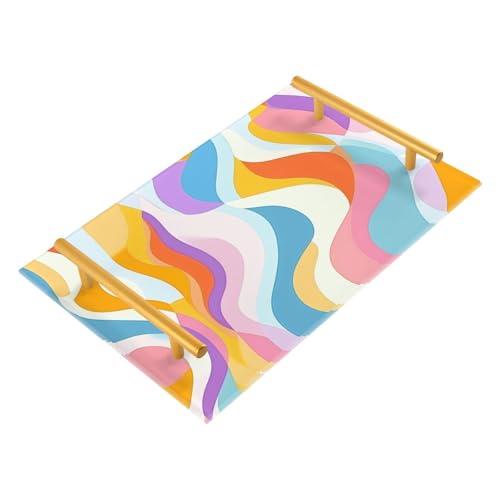 Modern Anstract - Bandeja decorativa para cóctel con asas, moderna bandeja para servir joyas, perfumes, servicio de habitación, charolas para servir