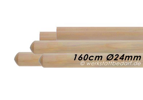 5x Besenstiele aus Kiefern Holz 160cm Ø24mm, ohne Konus
