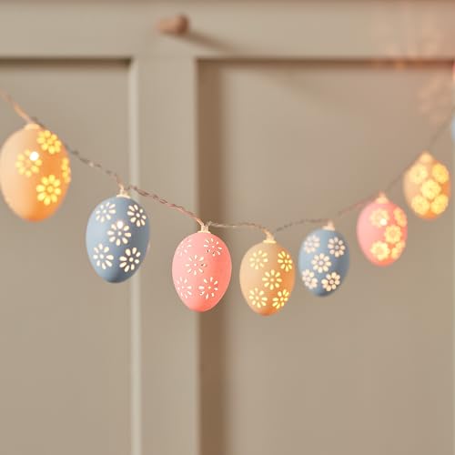 Lights4fun 10er LED Ostereier Lichterkette Außen Timer Batterie Osterdeko...