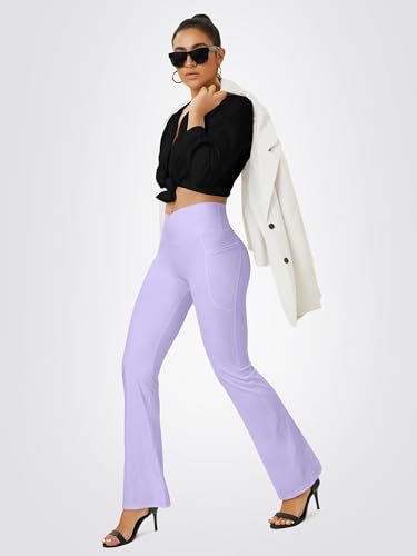 Image of FOHOFO Yoga Pants Women, Flare Leggings for Women with Pockets Crossover High Waisted Bootcut Yoga Pants