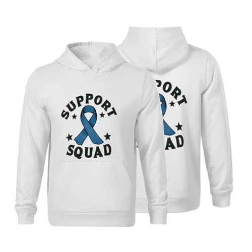 Kids Colon Cancer Support Squad Colorectal Cancer Awareness Boys Girls Lightweight Kangaroo Pocket Fleece Hoodies