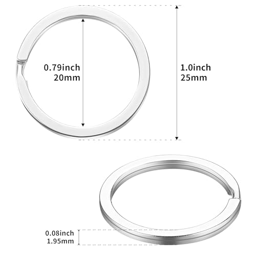 Image of Gkeygo Key Rings, 12 pcs Stainless Steel Key Ring for Keychains, 1inch Flat Split Keychain Ring for Car Keys Dog Ring Tag Lanyards Home School Office DIY, Silver