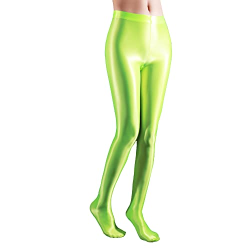 Image of cloudmall Women Sexy Semi Opaque Pantyhose Running Tights Yoga Leggings Oil Shiny Stocking