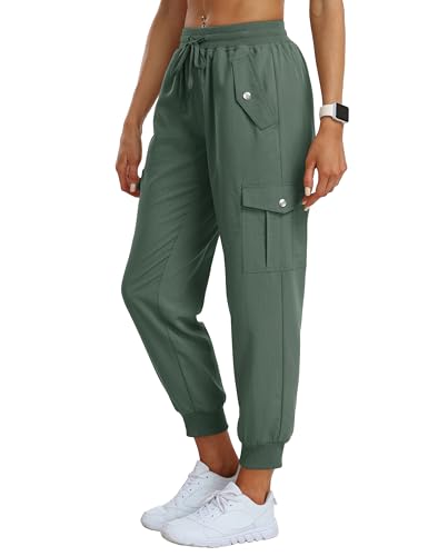 MoFiz Women's Outdoor Cargo Pants Lightweight Joggers Elastic Waist Athletic Hiking Sweatpants Casual Travel Pant with Pocket