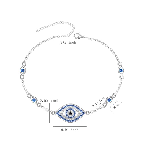 Evil Eye Bracelets Evil Eye Bracelet for Women Sterling Silver 925 Greek 5 Dainty Blue Lucky Chain Link Charm for Protection Jewelry Mothers Day Gifts 7