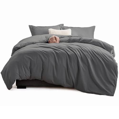 WAVVE Funda Nórdica para Cama 90, Funda de Microfibra para Edredón 150x220 cm con 1 Funda para Almohada 40x75 cm, Suave y Transpirable para Juveniles (Gris, 2pcs)
