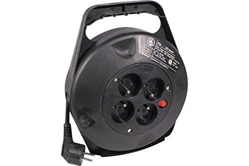 Cable alargador eléctrico enrollable con 4 enchufes y termofusible, 10 m