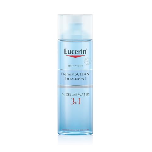 Eucerin DermatoClean 3in1 Micellar Cleansing Fluid 200ml, Gentle Facial Cleanser to Remove Dirt, Oil, Makeup and Impurities, Cleansing Water with Hyaluronic Acid